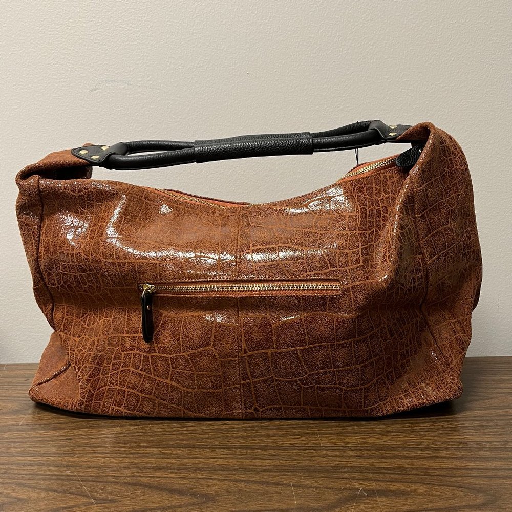 Lola Bernard Brown Croc Embossed Hobo Bag (Dust Bag included and Tag Attached)